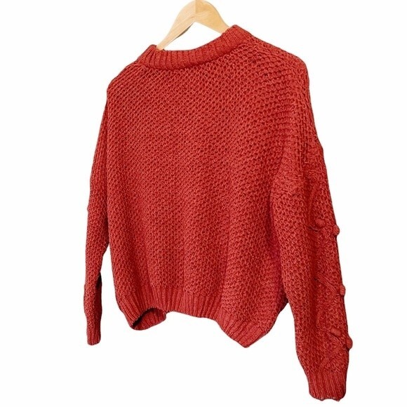 Pull & Bear Sweater Pumpkin Fall Chenille Popcorn Pullover Women’s Size Medium - Picture 5 of 7